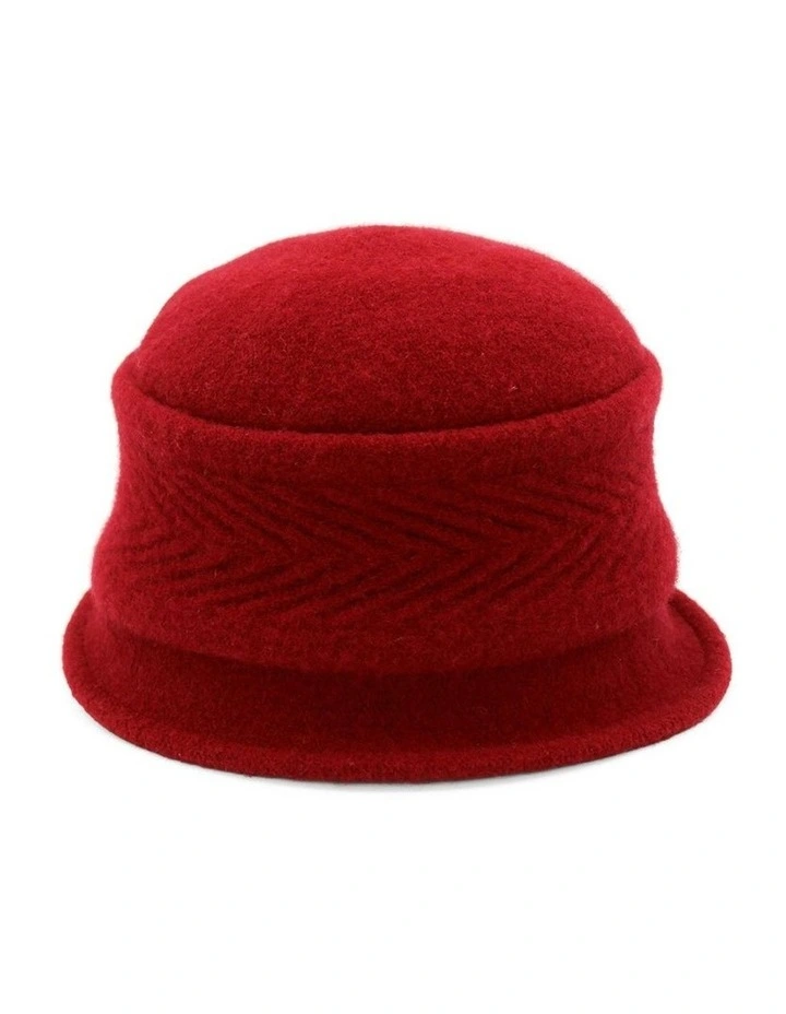 Sadie Wool Cloche Hat in Dark Red image 1
