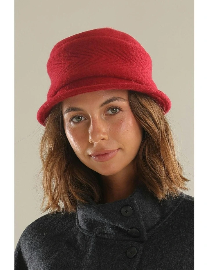 Sadie Wool Cloche Hat in Dark Red image 3