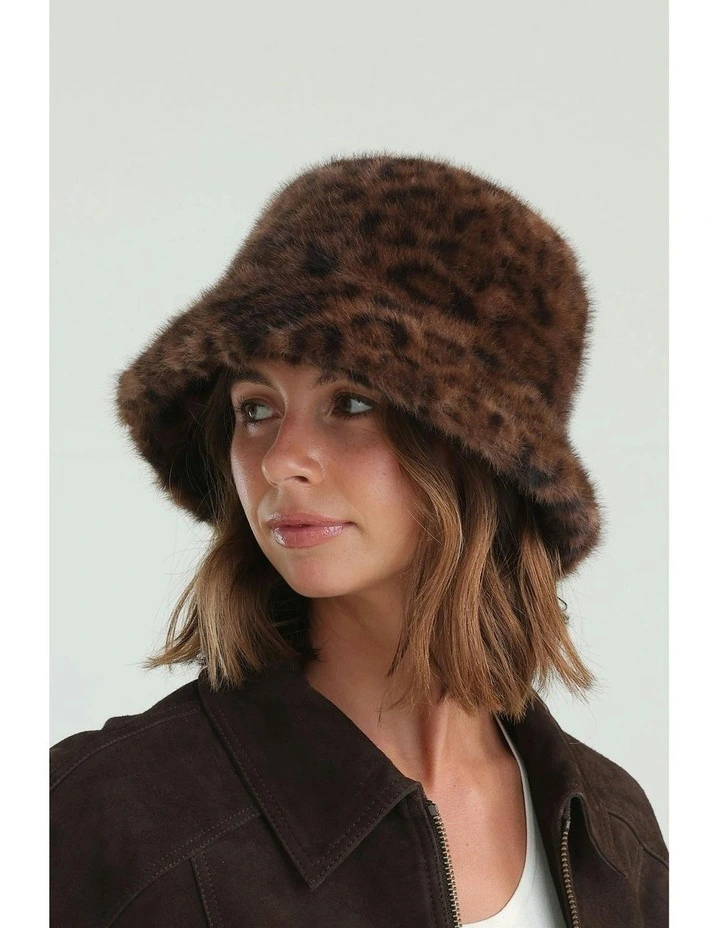 Marissa Faux Fur Hat in Brown image 2