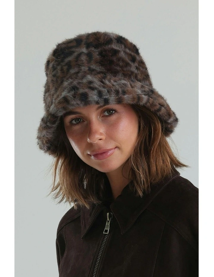 Marissa Faux Fur Hat in Grey image 2