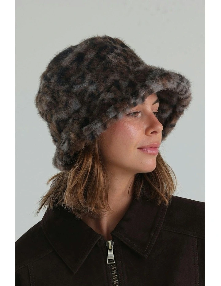 Marissa Faux Fur Hat in Grey image 3
