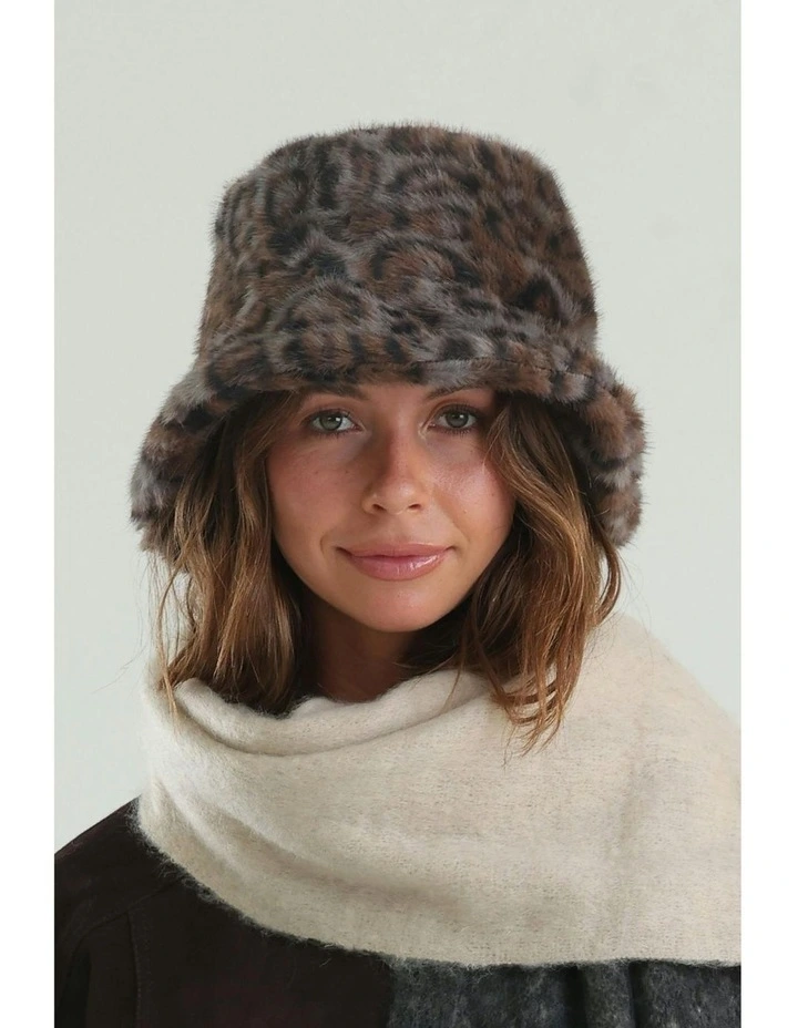 Marissa Faux Fur Hat in Grey image 5