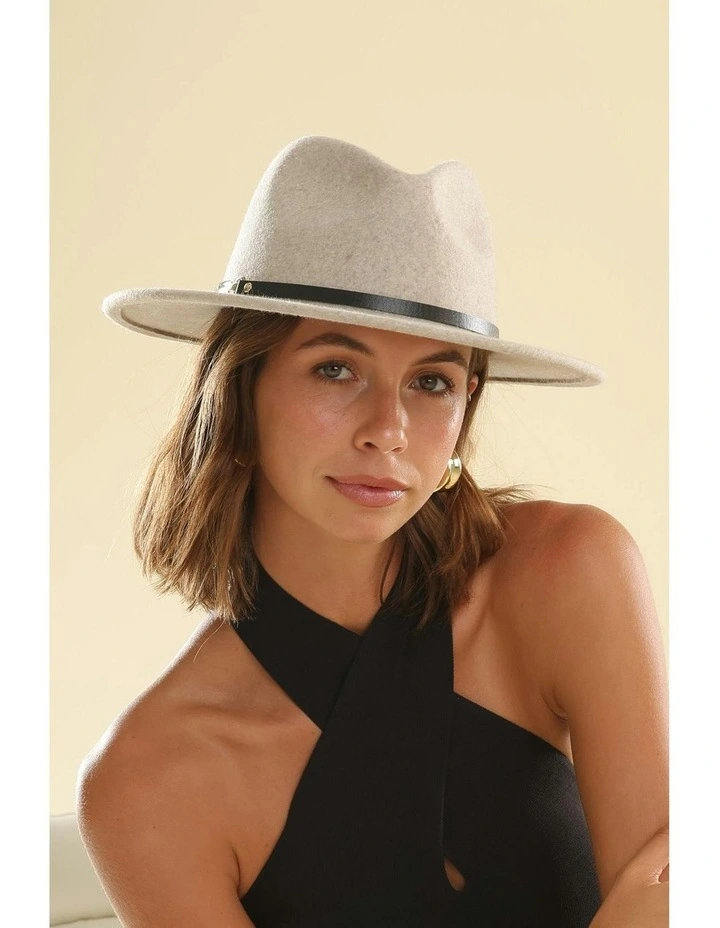 Soraya Wool Fedora in Beige image 1