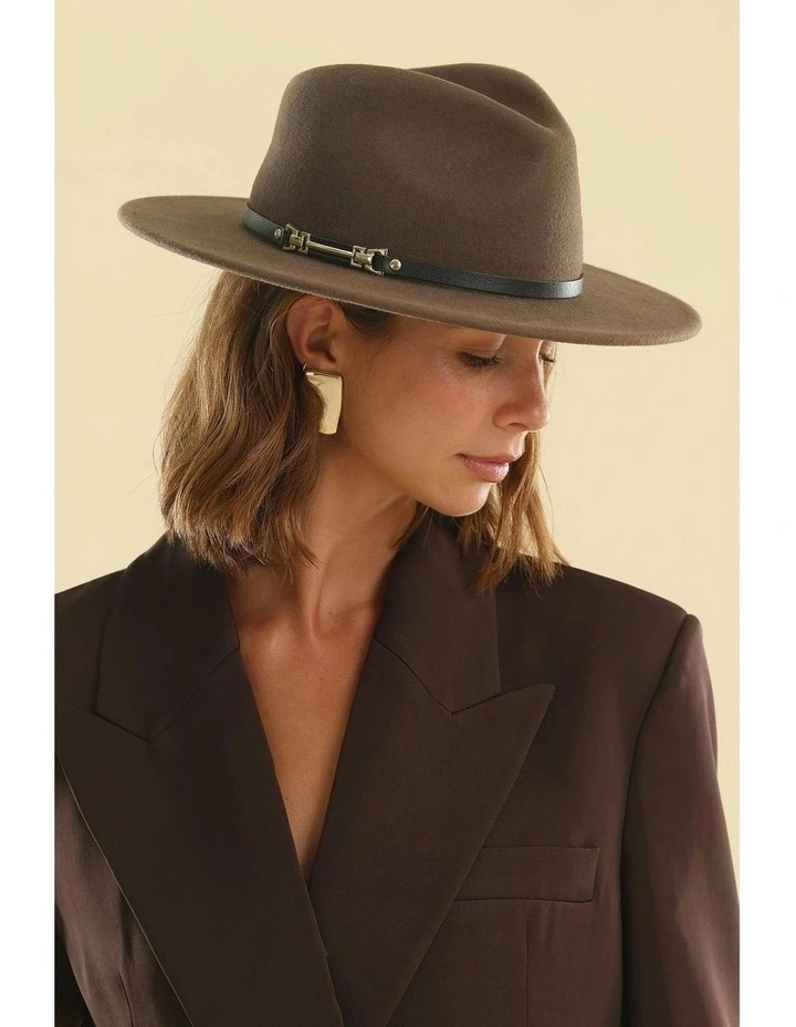 Soraya Wool Fedora in Brown image 1