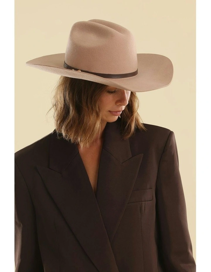 Marlowe Wool Cowboy Fedora in Beige image 1
