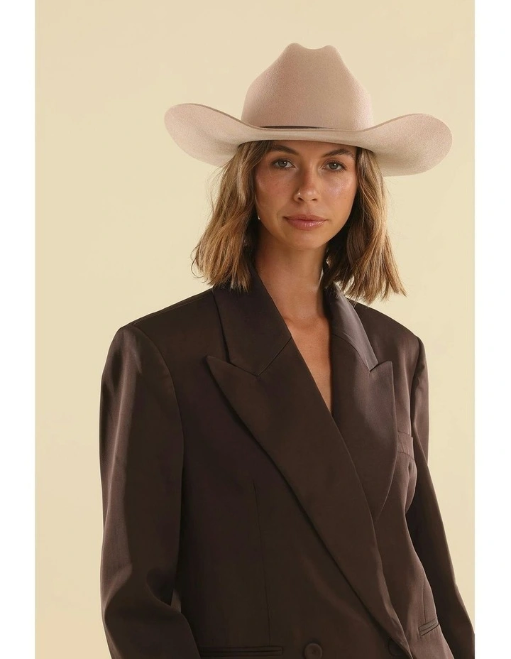 Marlowe Wool Cowboy Fedora in Beige image 2