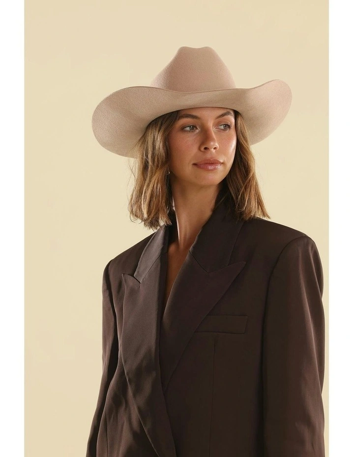 Marlowe Wool Cowboy Fedora in Beige image 3
