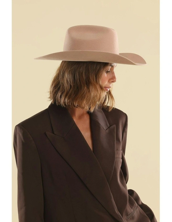 Marlowe Wool Cowboy Fedora in Beige image 4