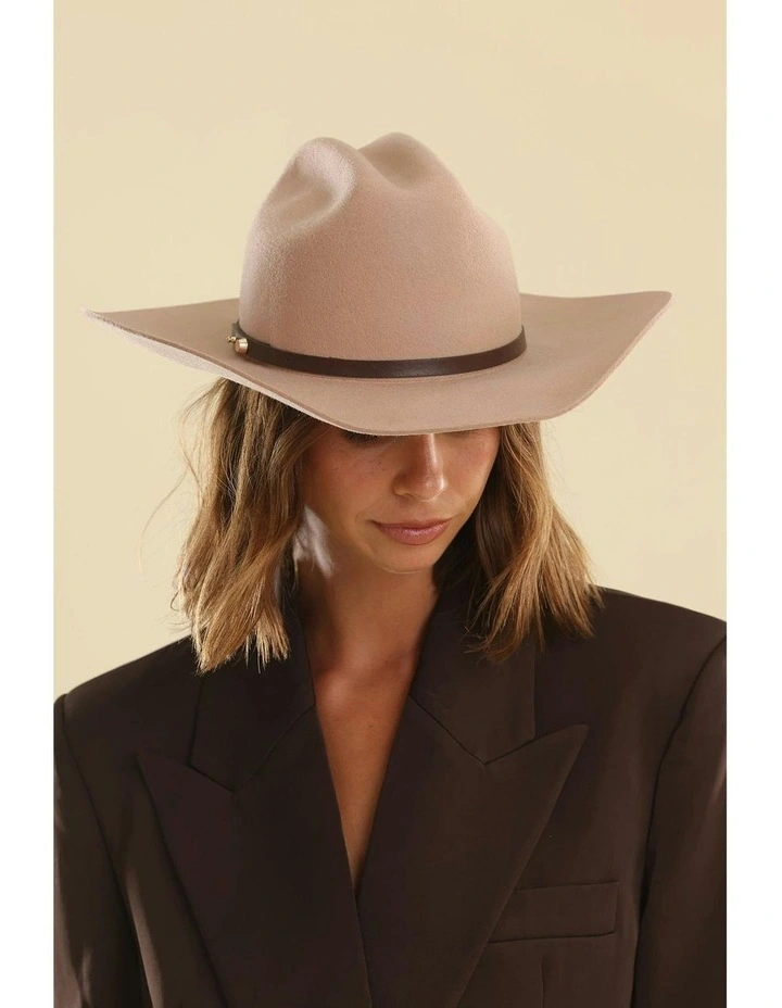 Marlowe Wool Cowboy Fedora in Beige image 5