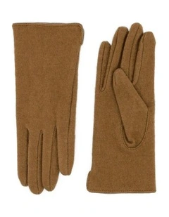 Valentina Wool Blend Gloves in Beige Brown
