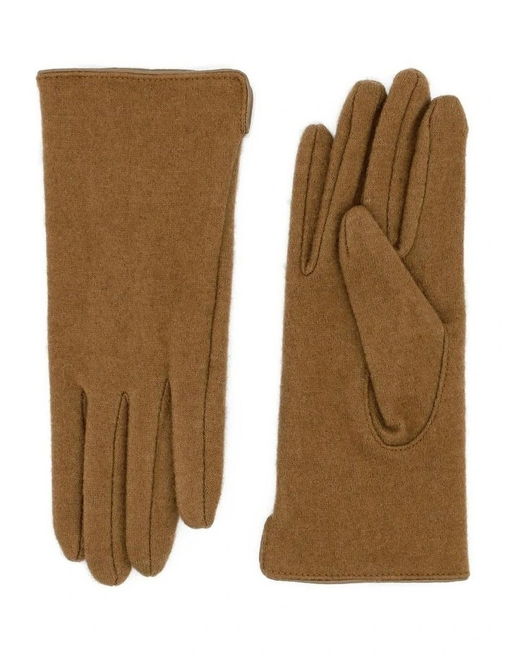 Valentina Wool Blend Gloves in Beige Brown image 1