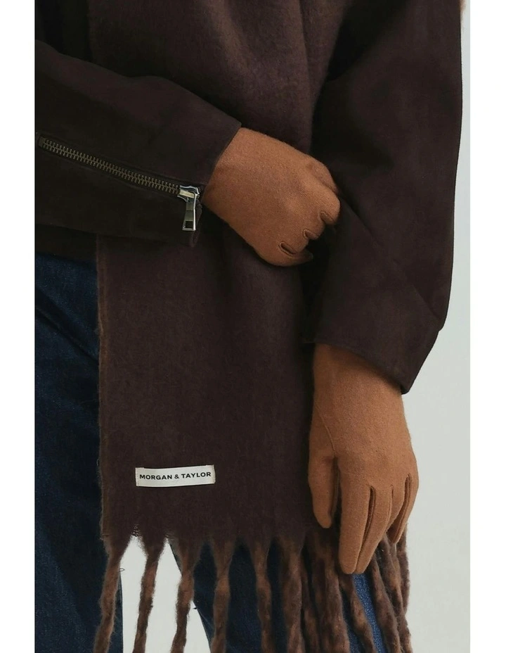 Valentina Wool Blend Gloves in Beige Brown image 2