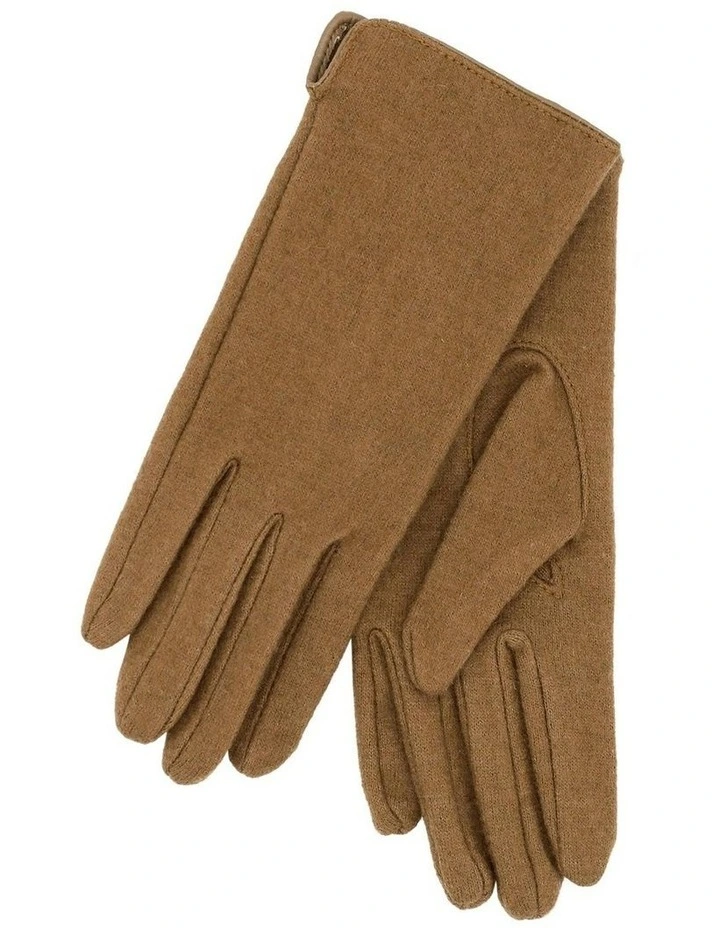 Valentina Wool Blend Gloves in Beige Brown image 3