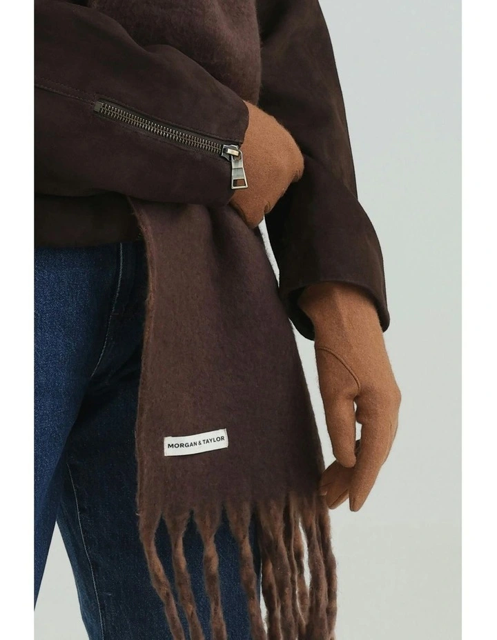 Valentina Wool Blend Gloves in Beige Brown image 4