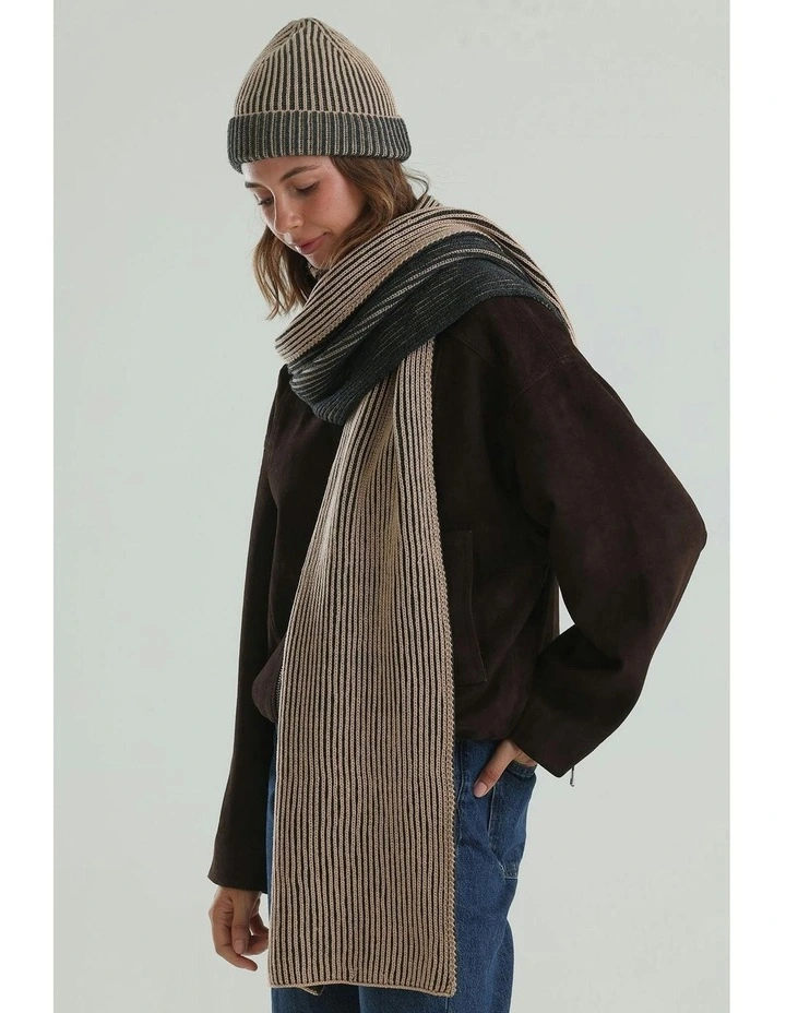 Sarina Rib Knit Scarf in Black image 5