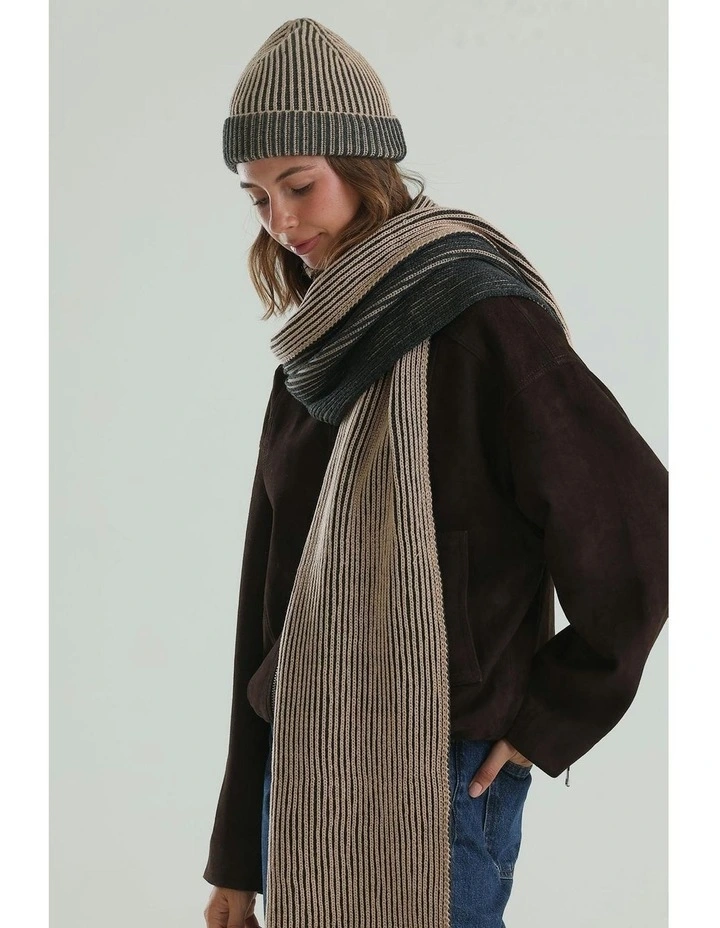 Sarina Rib Knit Scarf in Black image 6