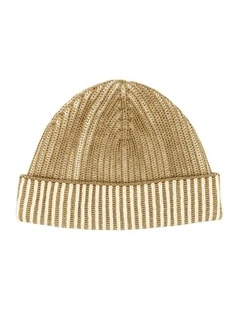 Sarina Ribbed Knit Beanie in Beige