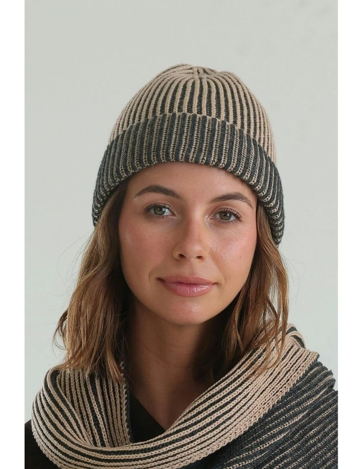Sarina Ribbed Knit Beanie in Black image 4