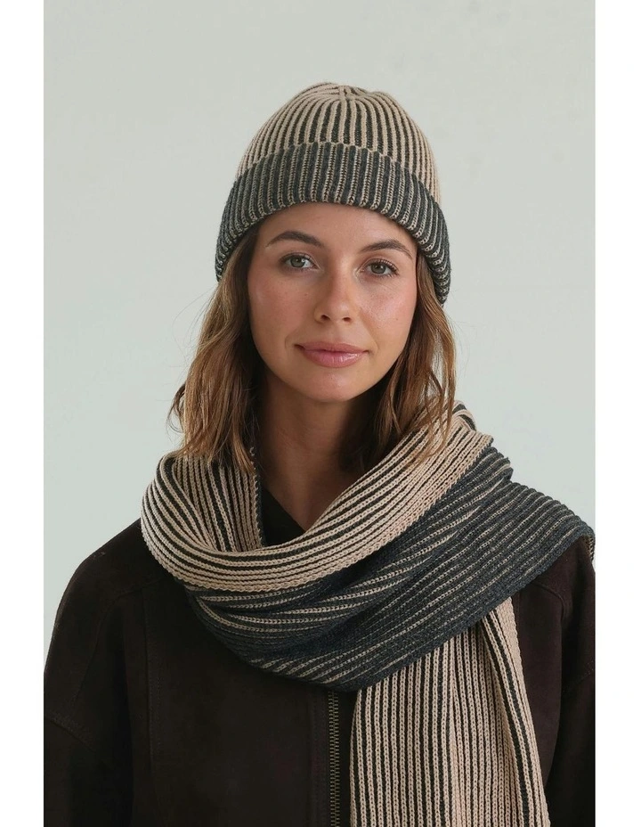 Sarina Ribbed Knit Beanie in Black image 7