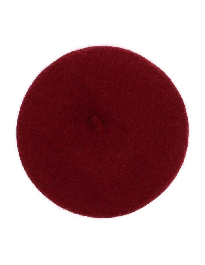 Lisa Wool Beret in Burgundy Red image 1