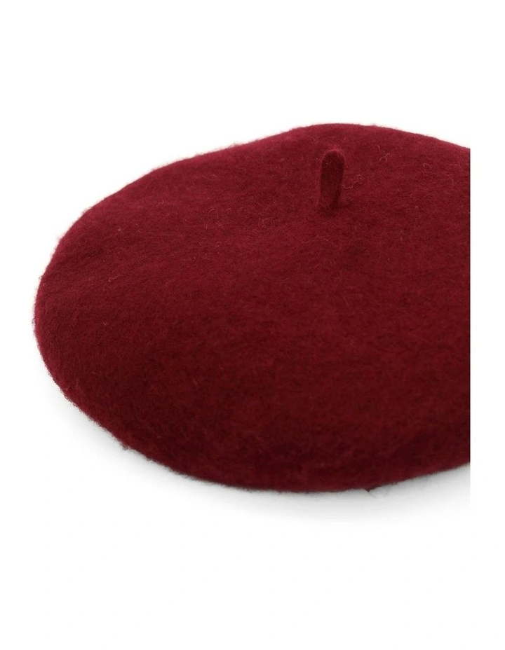 Lisa Wool Beret in Burgundy Red image 5