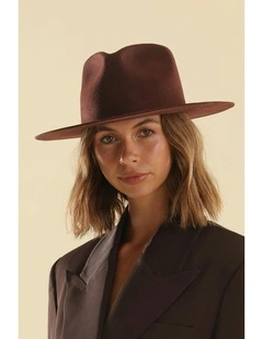 Amelia Wool Fedora in Brown