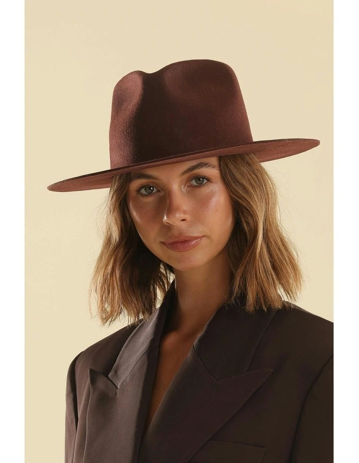 Amelia Wool Fedora in Brown image 1