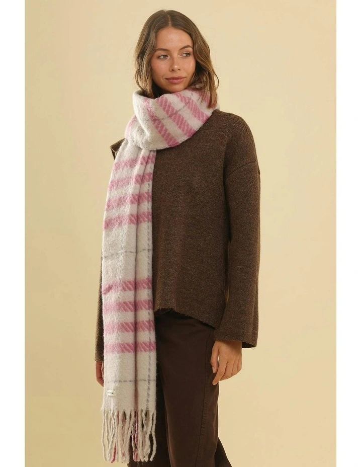 Hallie Scarf in Pink & Beige Check image 3
