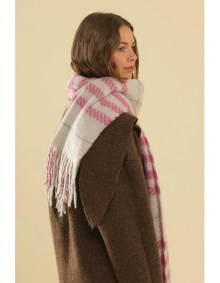 Hallie Scarf in Pink & Beige Check image 5