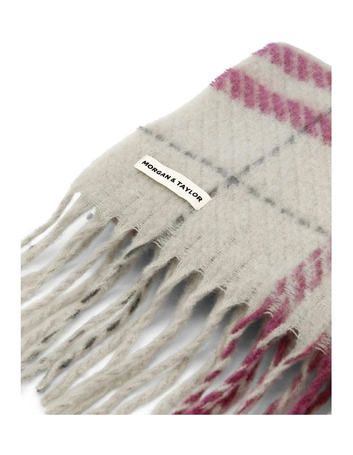 Hallie Scarf in Pink & Beige Check image 6