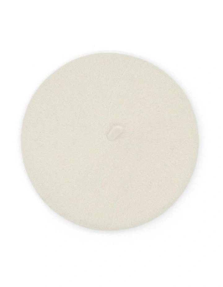 Lisa Wool Beret in White Cream image 1