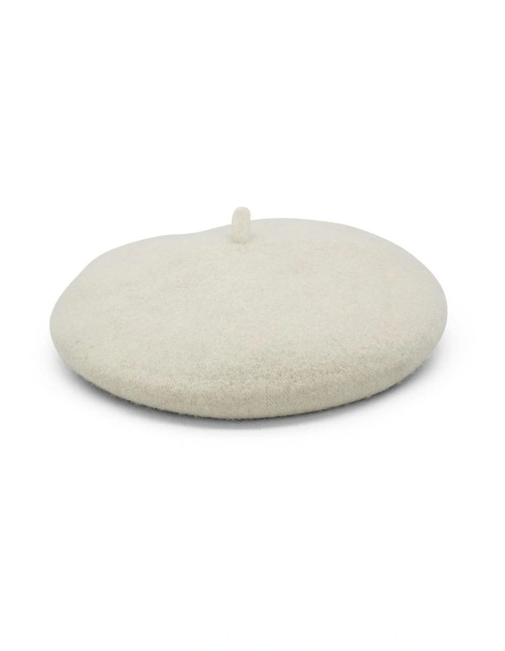 Lisa Wool Beret in White Cream image 3