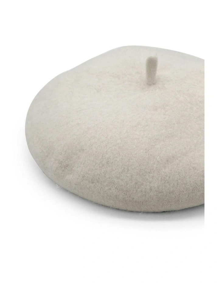 Lisa Wool Beret in White Cream image 5