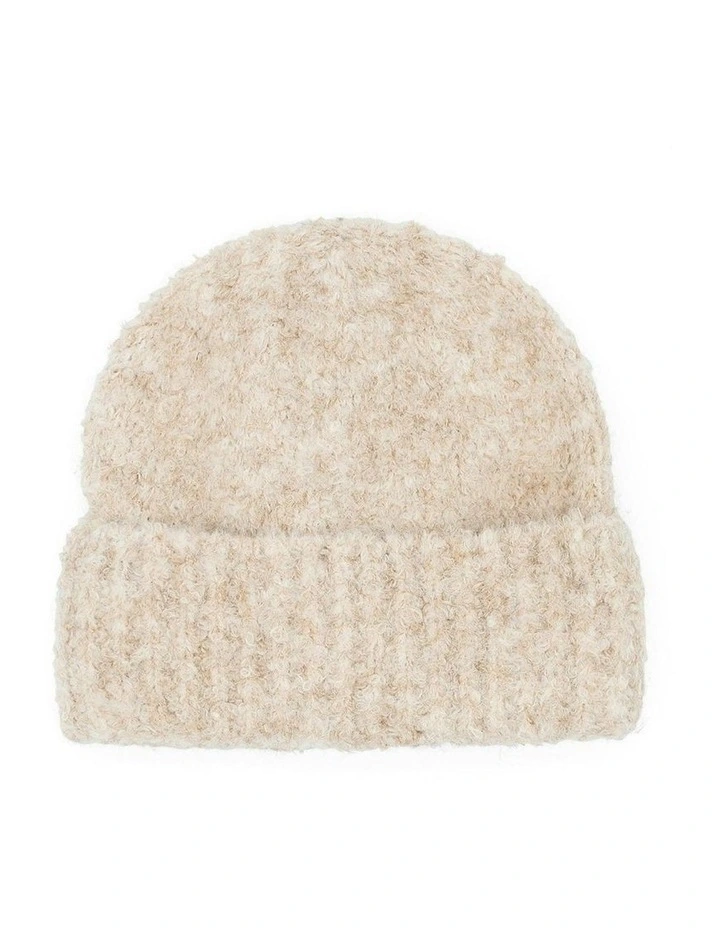 Freya Boucle Beanie in Cream image 1