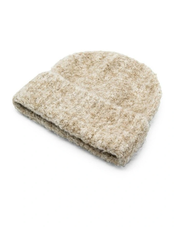 Freya Boucle Beanie in Cream image 3
