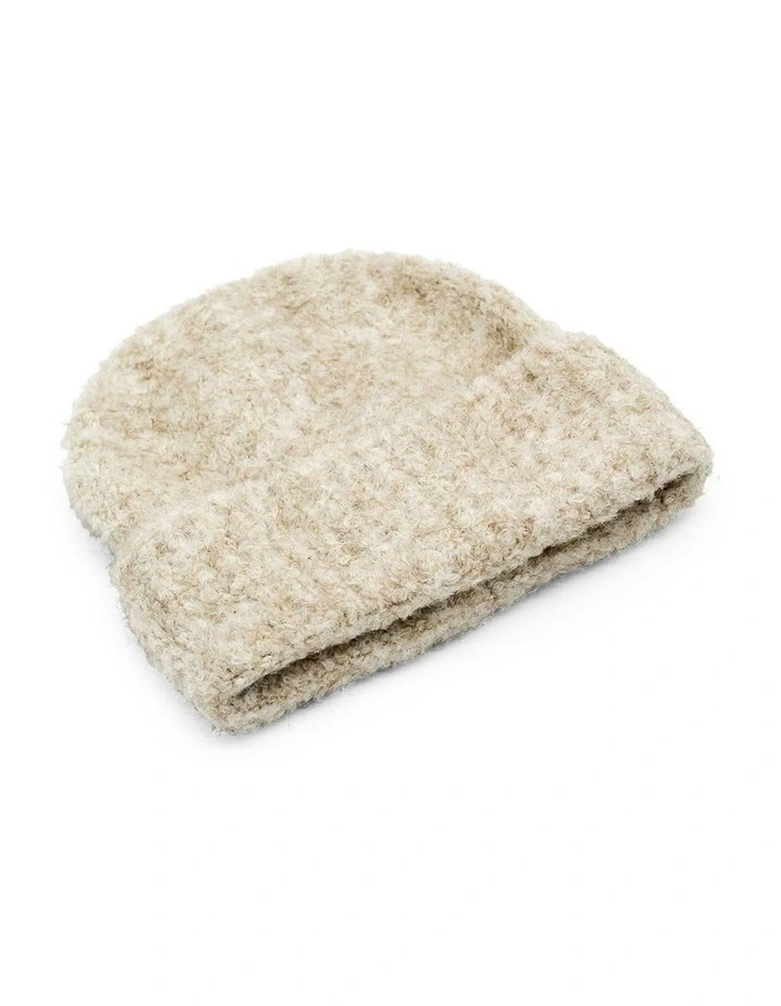 Freya Boucle Beanie in Cream image 5