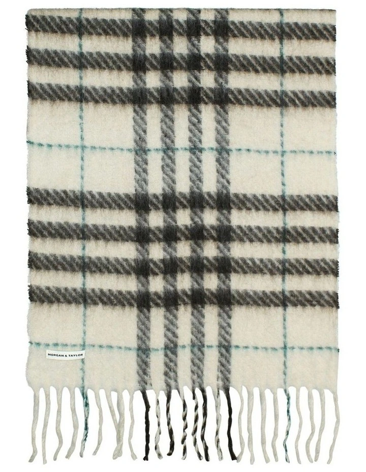 Hallie Scarf in Beige & Brown Check image 1