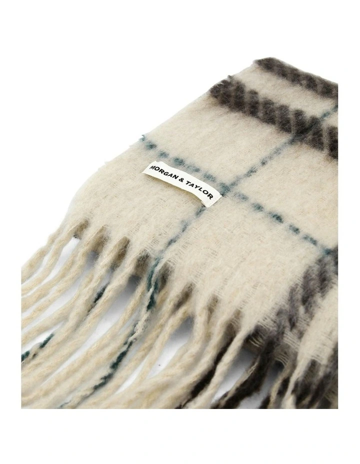 Hallie Scarf in Beige & Brown Check image 6