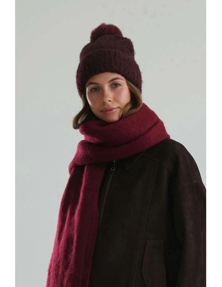 Elsie Boucle Beanie in Burgundy Red image 2