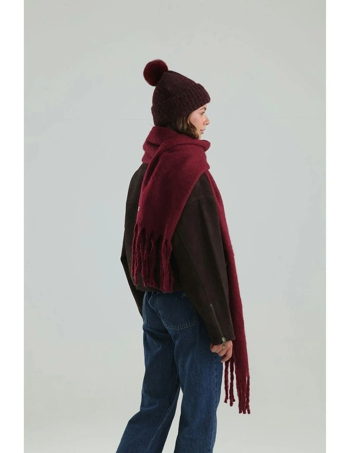 Elsie Boucle Beanie in Burgundy Red image 4