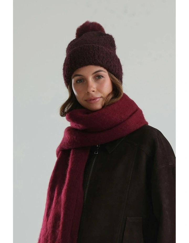 Elsie Boucle Beanie in Burgundy Red image 6