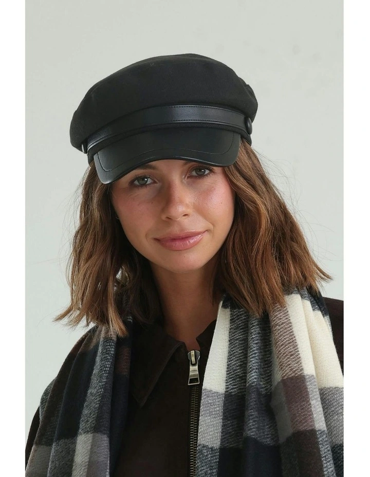 Keira Paper Boy Cap in Black image 6