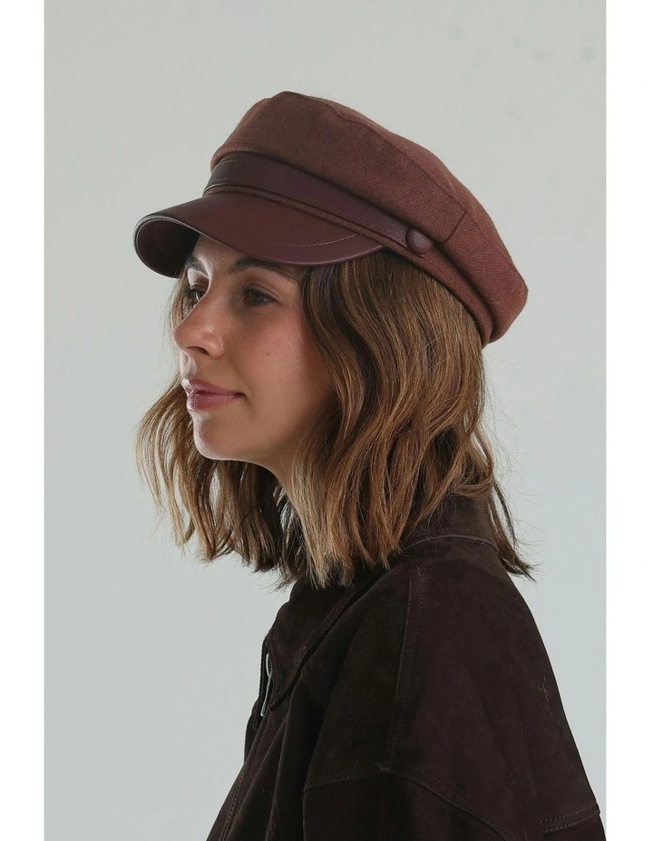 Keira Paper Boy Cap in Brown image 2