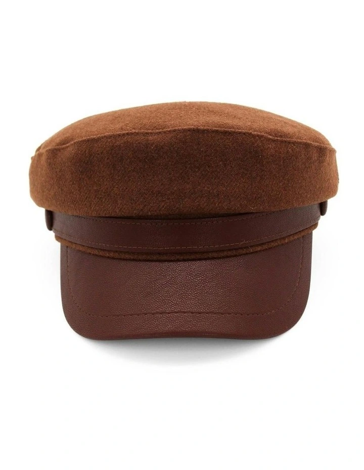 Keira Paper Boy Cap in Brown image 3