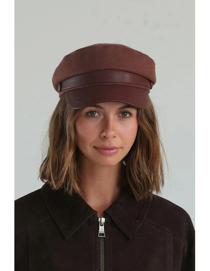 Keira Paper Boy Cap in Brown image 4