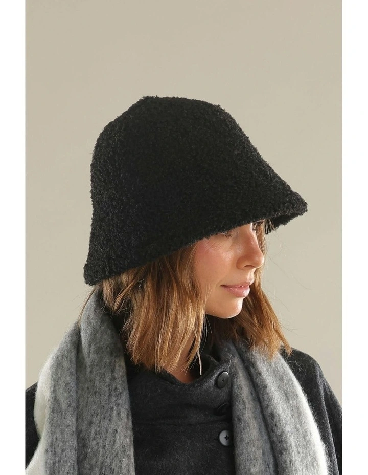Montana Teddy Cloche Hat in Black image 3