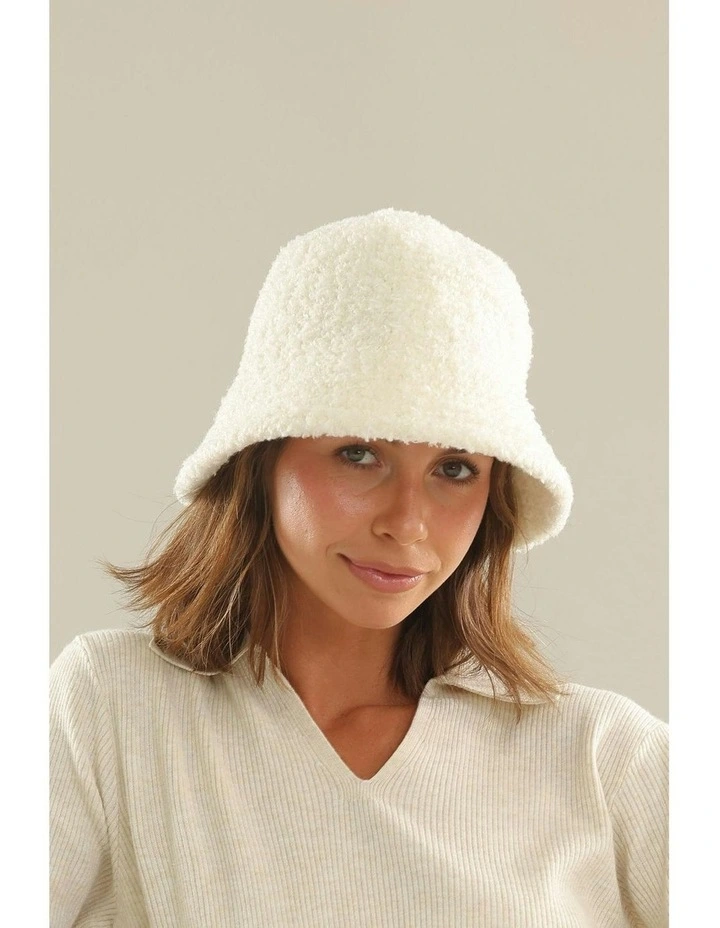 Montana Teddy Cloche Hat in White Cream image 2