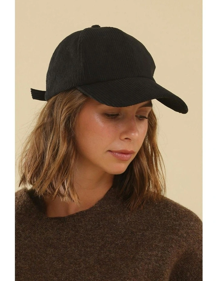 Corey Cord Cap in Black image 2