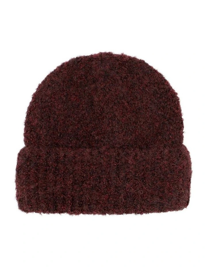 Freya Boucle Beanie in Burgundy Red image 1