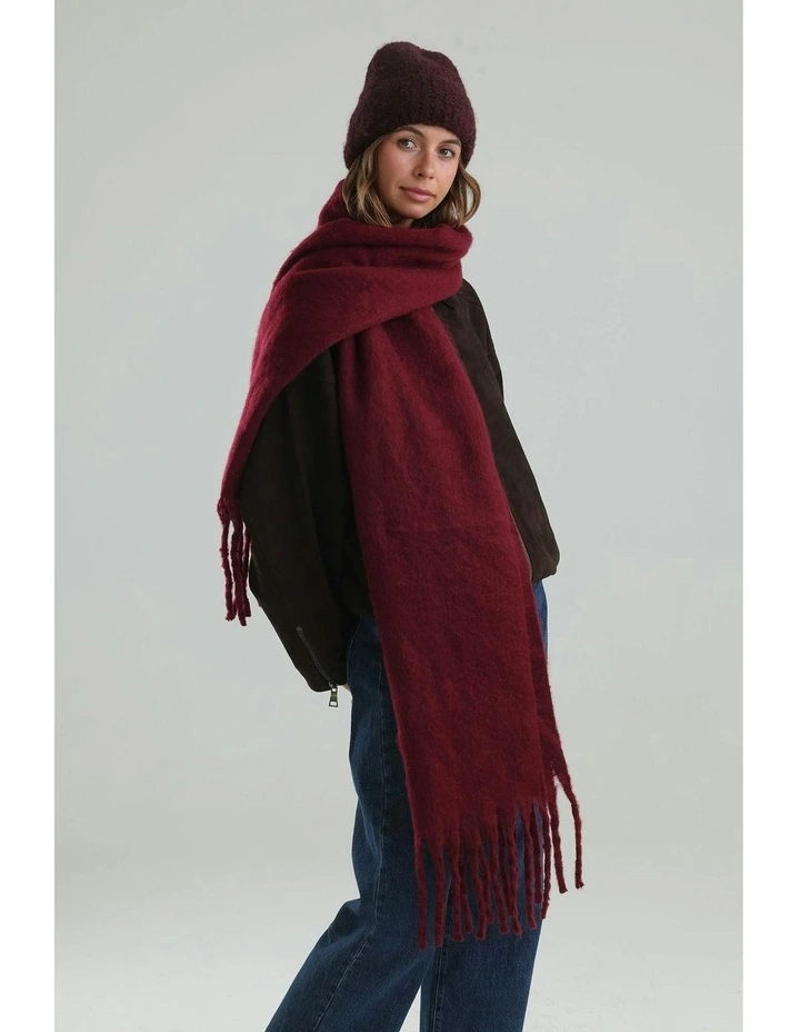 Freya Boucle Beanie in Burgundy Red image 3